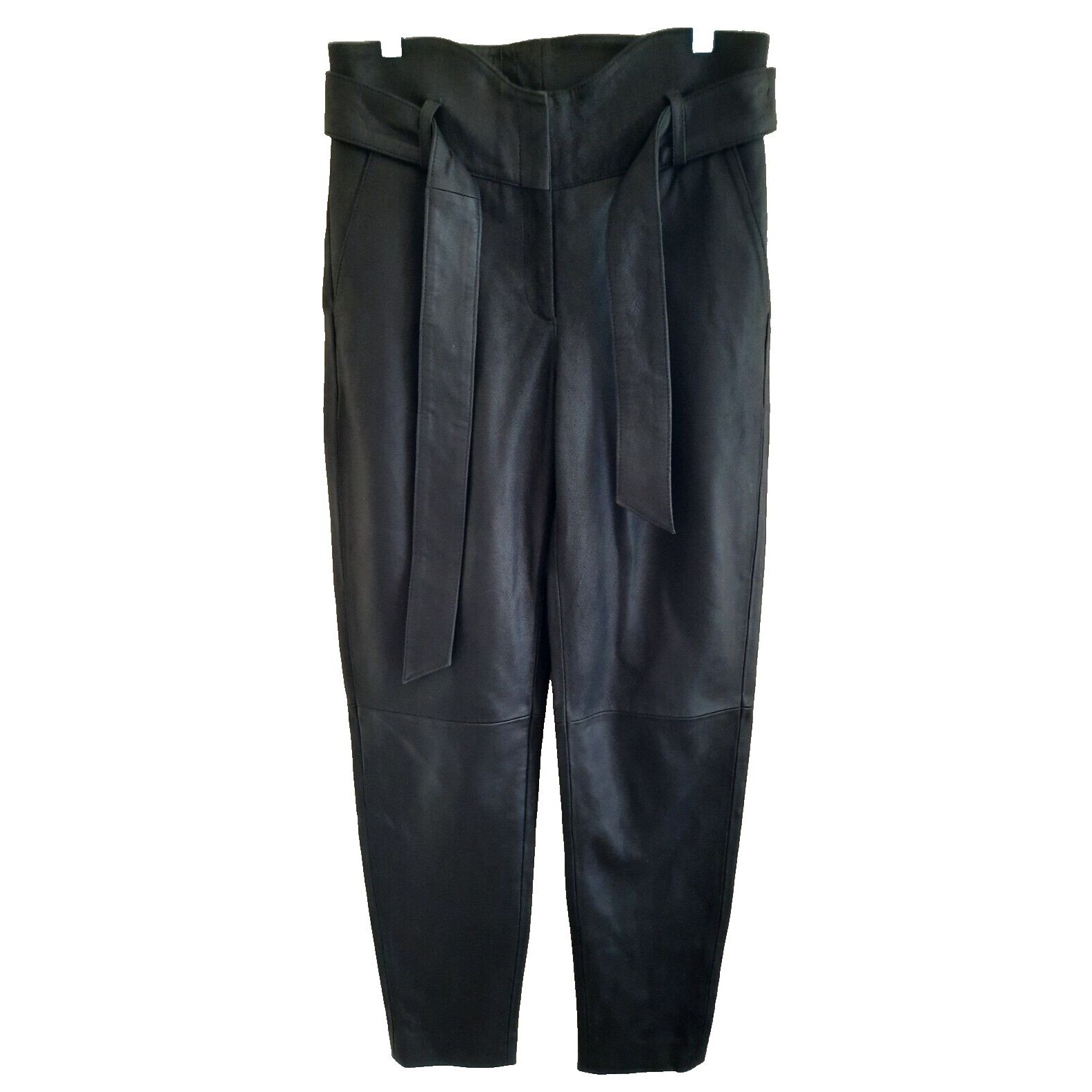 Bod & Christensen Black Lamb Leather Joggers 6 Lined High Waisted Belt Versatile